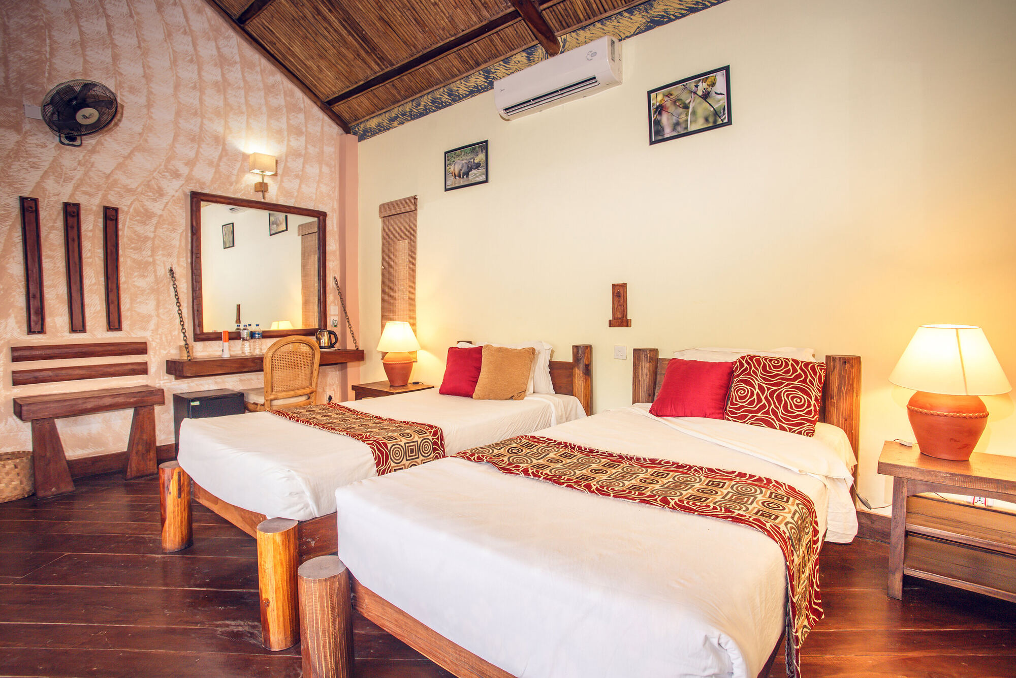 Inside a villa — wooden floors and warm light